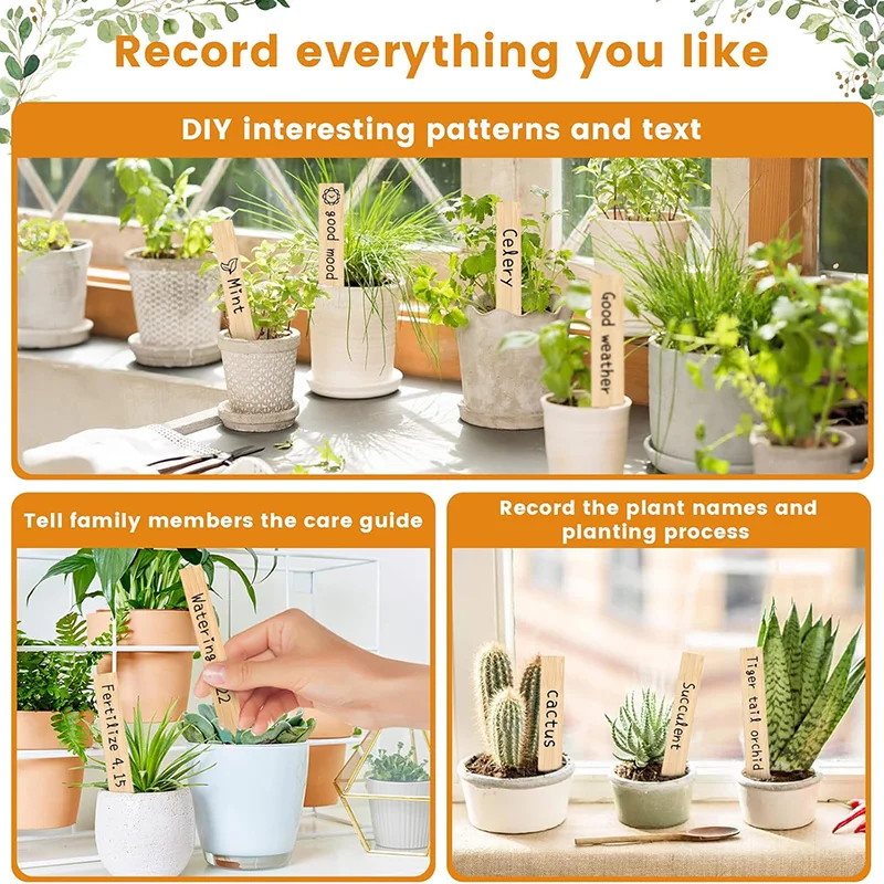 Bamboo Plant Labels Set - Eco-Friendly Garden Markers for Vegetables, Flowers, and Herbs (30-Pack)