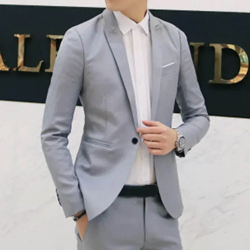 Men Suits Jackets Slim-fit Buttoned