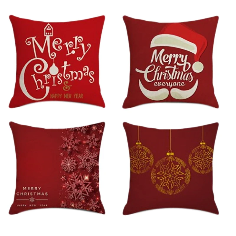 

Рождественская квадратная наволочка, домашний декор, льняные наволочки для подушек, наволочки для дивана, автомобиля, мягкий узор, подарок 45x45 см