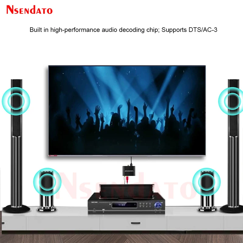 5.1ch Digital Audio Converter Decoder SPDIF Coaxial Audio Digital to 3.5mm RCA Optical Analog Decodificador For Dolby AC-3/DTS