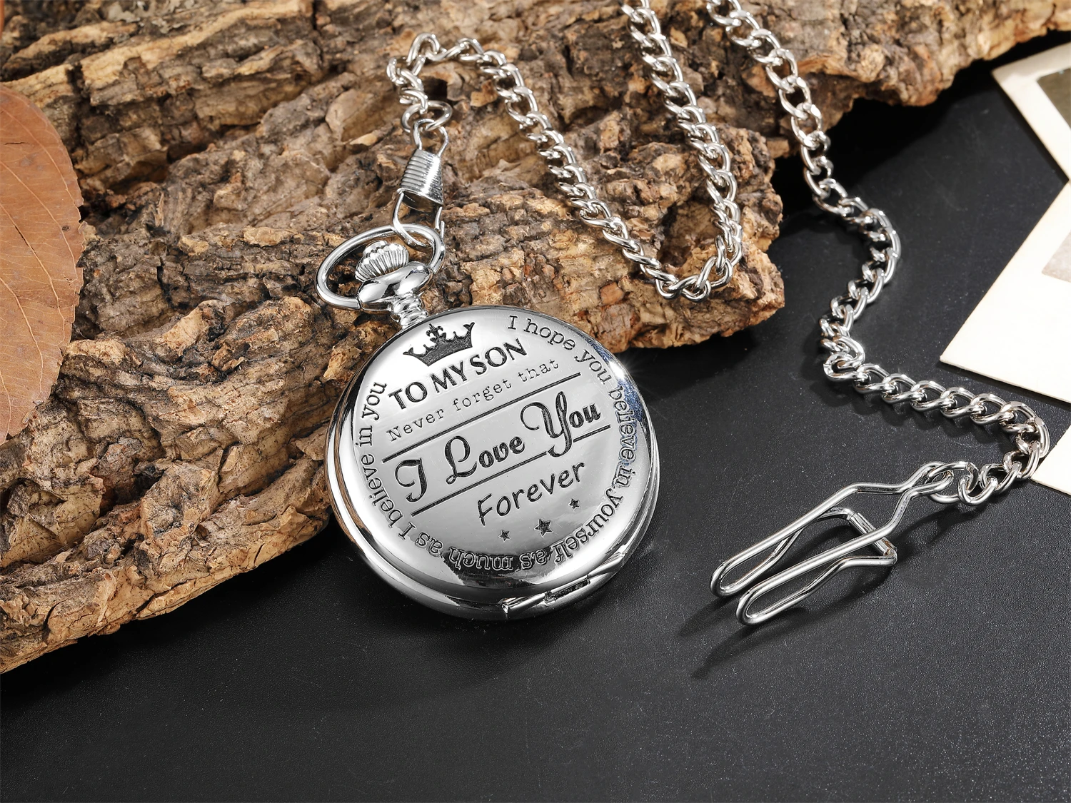 Commemorative gold circular pocket watch as my son's birthday gift Christmas pocket watch waist chain quartz pocket watch