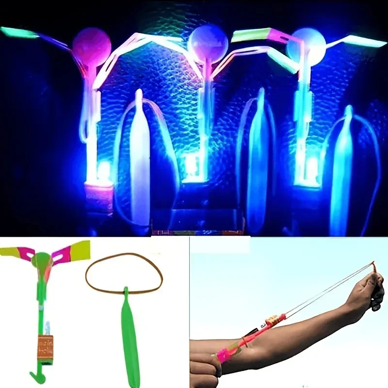 LED Light Rockets Flying Toys Slingshot Launcher 10pcs Birthday Halloween Christmas Party Favors Bright Glow Night Fun
