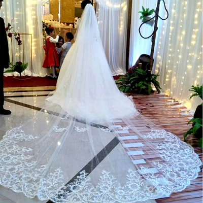 Luxury Wedding Veil with Sequined Lace 3 Meters Long Bridal Veils with Comb  Wedding Accessories MM - AliExpress