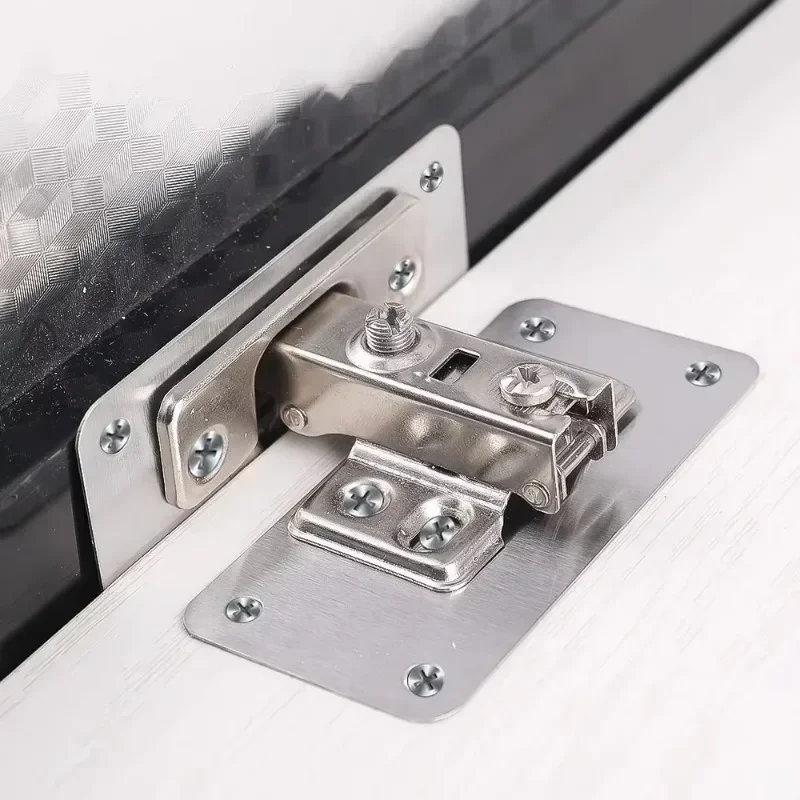 10/2Pcs Hinge Repair Plate Cabinet Hinge Repair Plate Kit Stainless Steel Door Hinge Mounting Plate With Holes Home Kitchen Cupboard Furniture