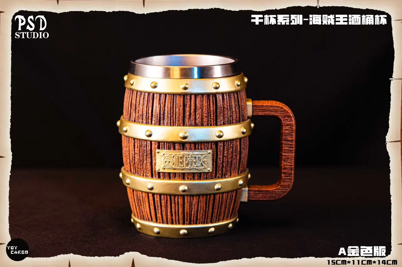 Psd Studio Barrel Beer Mug Gk Statue Collection Wood Grain Stainless Steel Liner Drinking Cup For Toy Cargo Anime Fans Sneakatelier