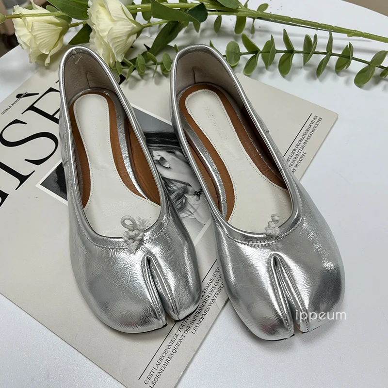 

IPPEUM Ballet Flats Leather Mary Jane Ballerina Shoes For Women Rivet Bling Luxury Bridal Wedding Pumps Shoes