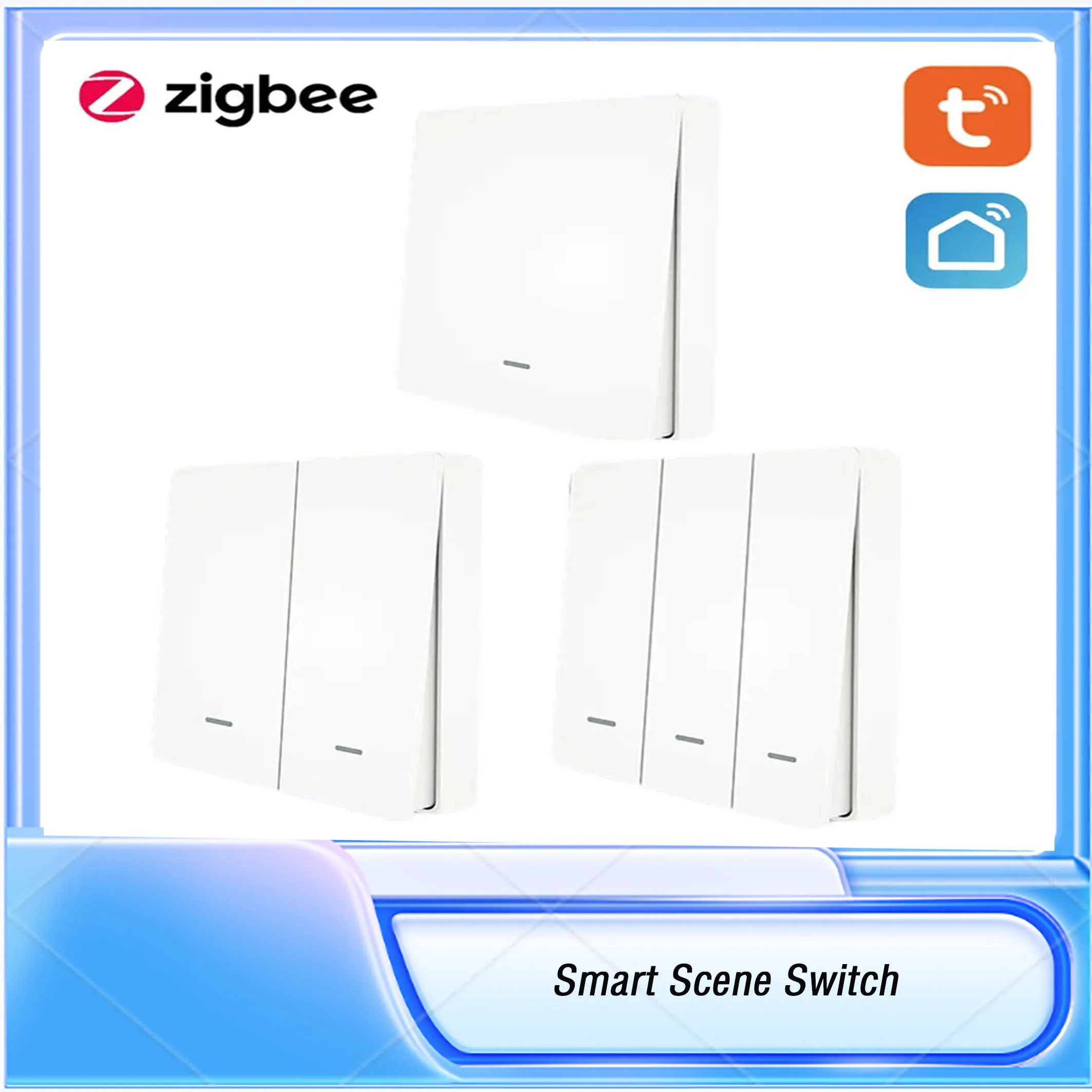 

Tuya Smart Switch ZigBee 3.0 Scene Switch Wireless Free Sticker Wall Scene Switch Push Button Battery Powered Transmitter Alexa