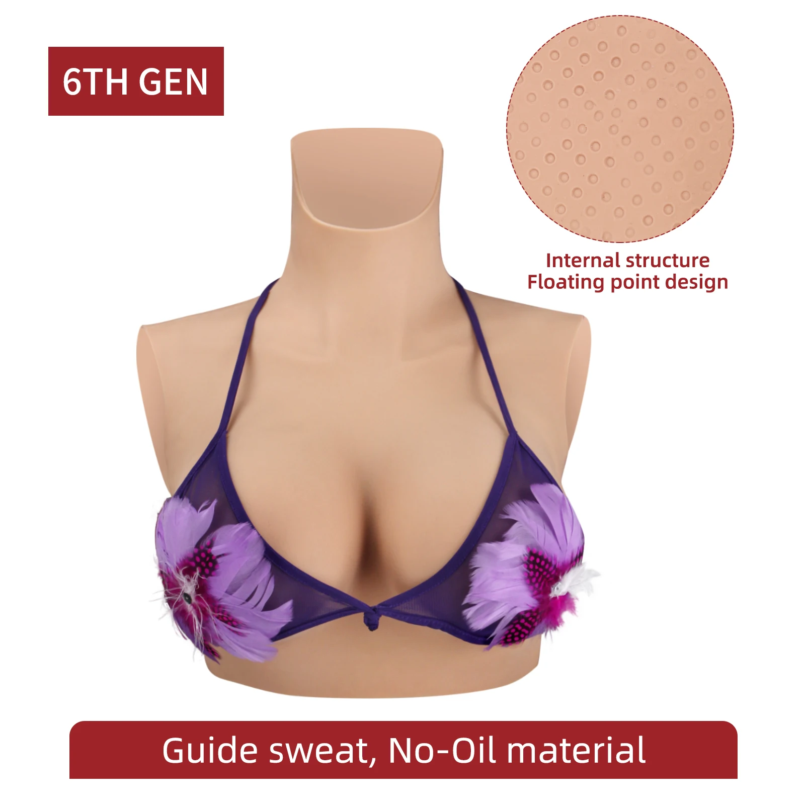 

KOOMIHO 6TH GEN No-oil Fake Silicone Breast Forms Breathable Huge Boob Silicone Transgender Drag Queen Shemale Crossdresser