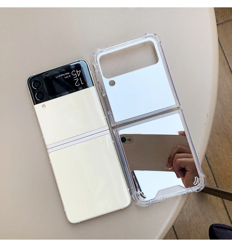 Fashion Make Up Mirror Case Antiurto Corner Luxury Per Samsung Galaxy Z Flip 4 3 Flip4 Flip3 Hard Cover