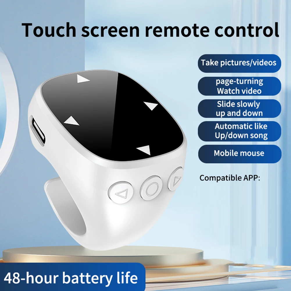 For  Scrolling Ring Bluetooth-Compatible 5.3 Fingertip Wireless Remote Control Finger Remote Mobile Phone Video Remote