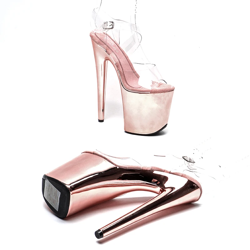 Leecabe 20cm/ 8inches PVC upper Cross strap platform  high heel sandals  pole dance shoes