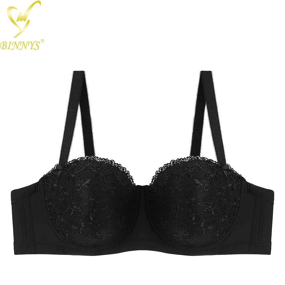 BINNYS High Quality Half Cup Soutien Gorge Grandes Bonnets Solid Color  Underwire Sujetador Women Push Up Balcony Balconette bra - AliExpress