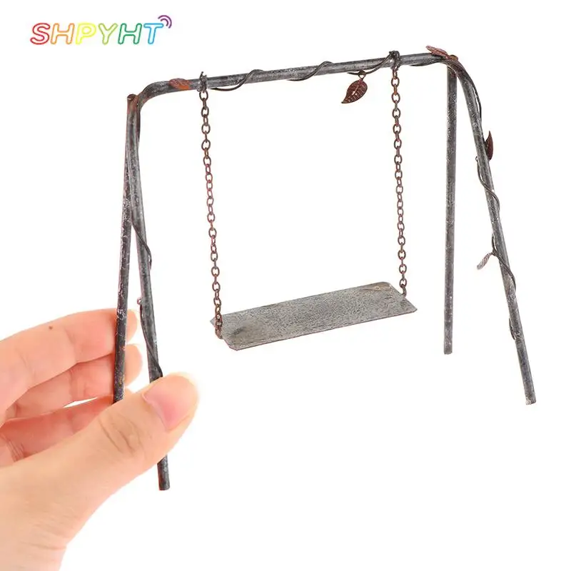 

1pc 1/6 1/12 Scale Mini Metal Swing Dolls House Garden Decoration Dollhouse Accessories Home Garden Micro Landscape Ornaments