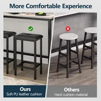 4-Piece Bar Table and Chairs Set with 3 PU Upholstered Bar Stools, 60.2 Faux Marble Table Top, Modern Counter Height Tab 4