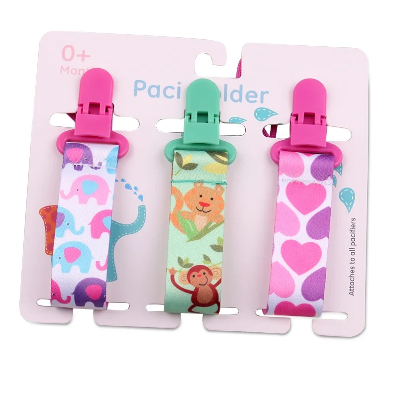 Pacifier Clip 3Pcs/Set Baby Pacifier Chain Dummy Nipple Holder Cartoon Print Child Soother Holder