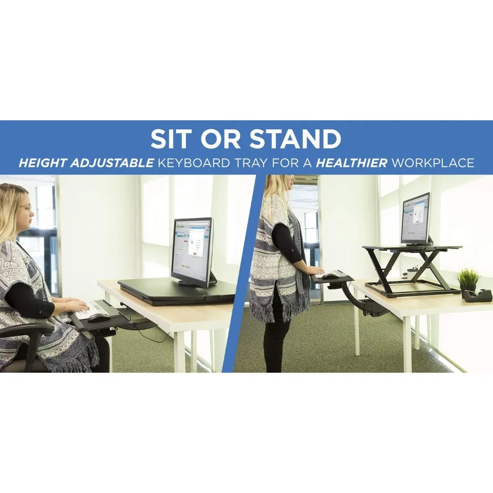 fully adjustable desk keyboard tray with mouse drawer, ergonomic standing desk solution for enhanced comfort