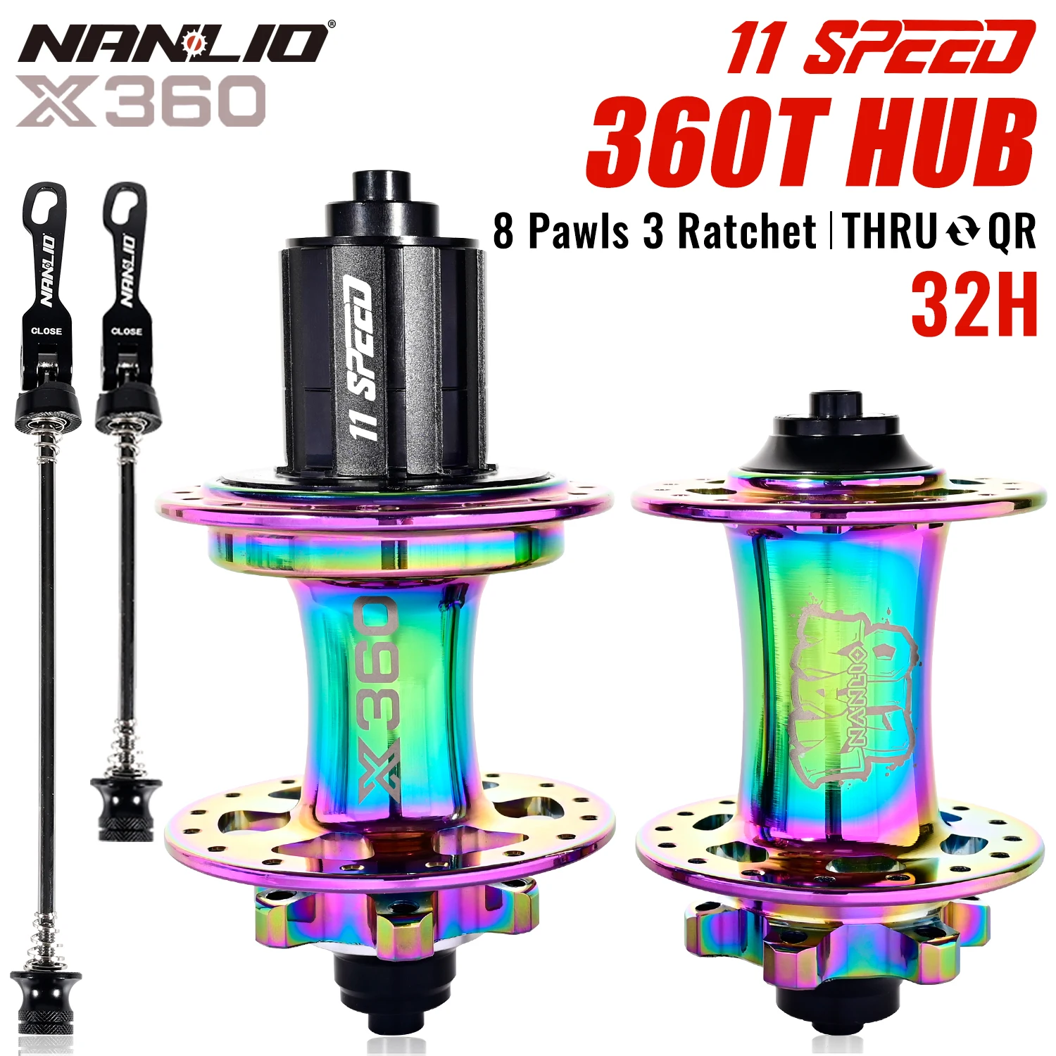 26 X2|nanlio X360 32-hole Aluminum Bicycle Hubs - Hg 8-12