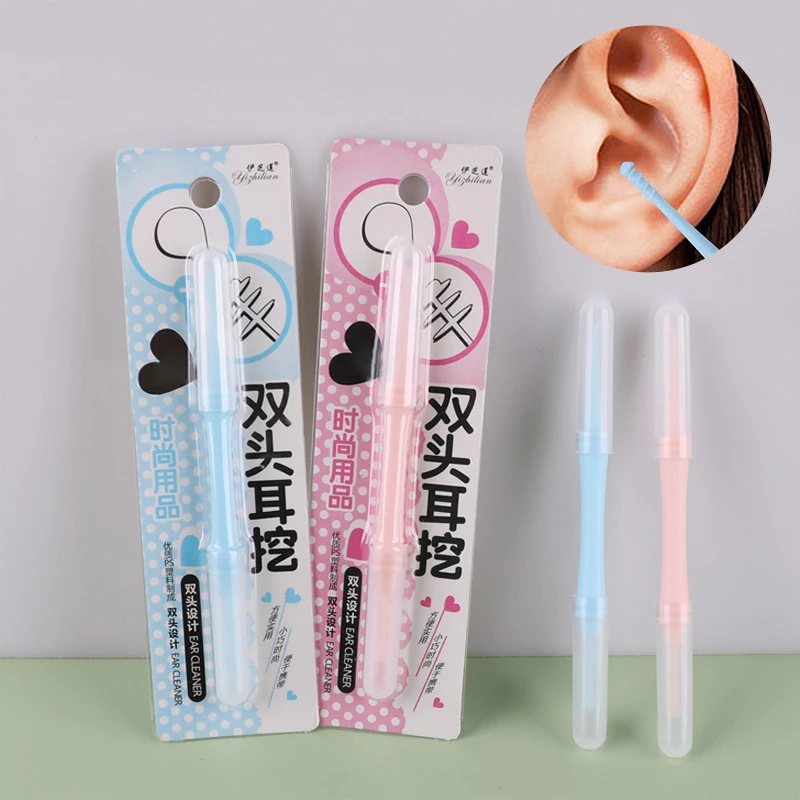 

2 In 1 Ear Wax Removal Tool Ear Cleaning Sticks Earpick Remover Plastic Ear Pick Double Head Ear Cleaner 360° Spiral Swab