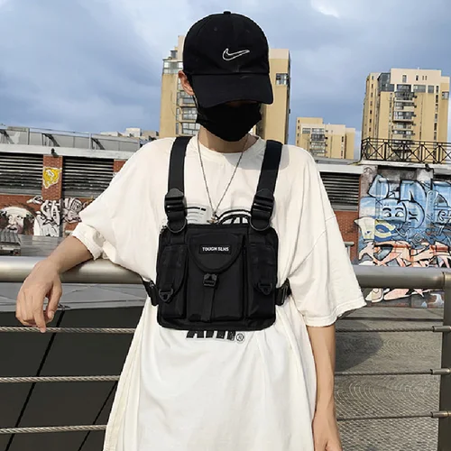 남자를위한 고품질 나일론 가슴 가방 2022 힙합 남여 전술 조끼 다기능 가슴 장비 가방 남성 Streetwear 허리 팩 5