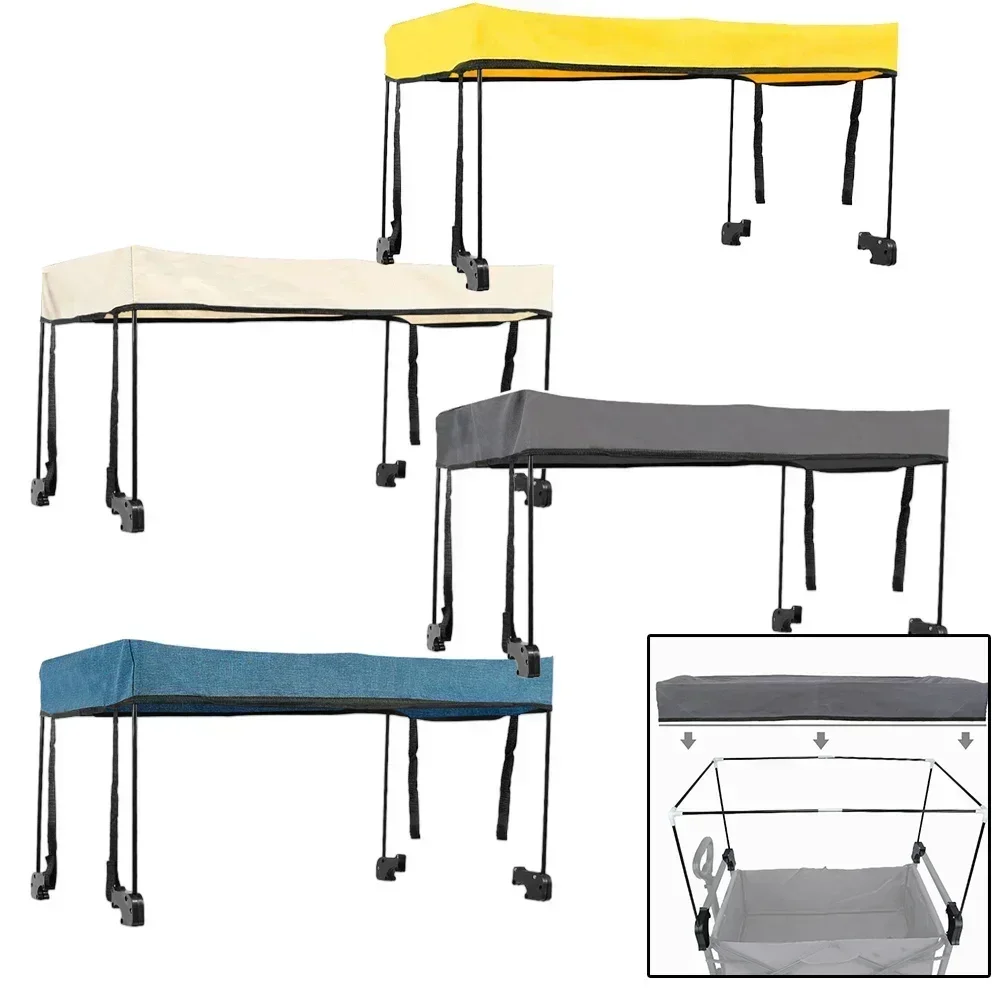 1&times;Awning Canopy For Camping Wagon Cart Garden Wagon Sun Shade Cover Trolley Cart Easy Installation Outdoor Accessories