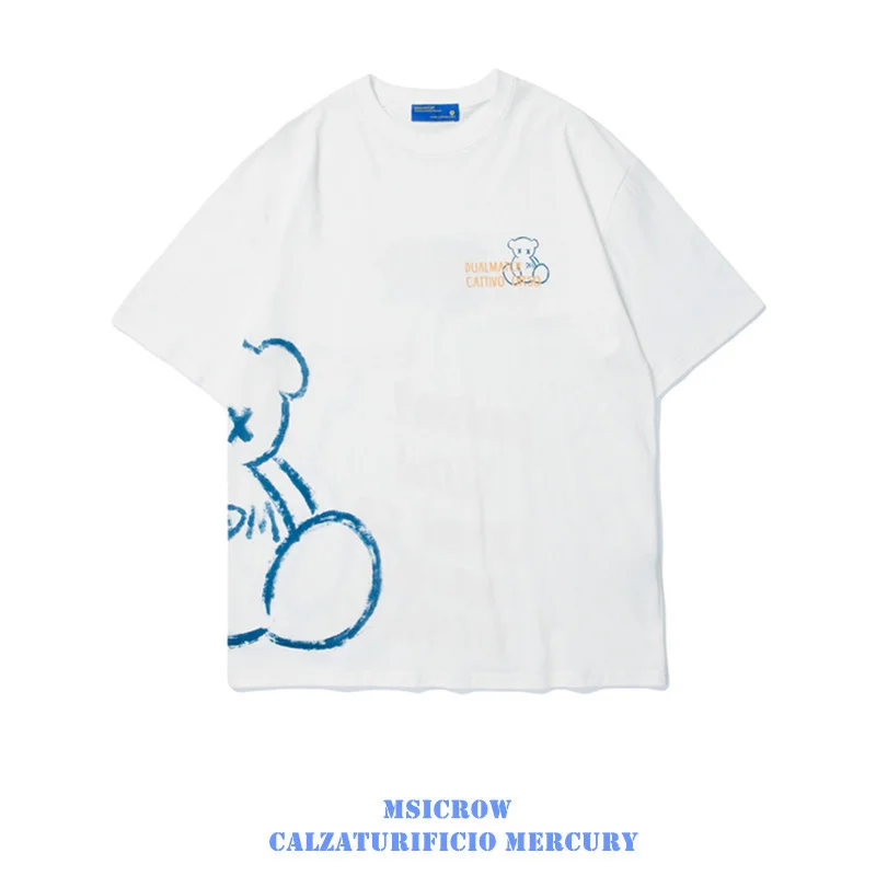 

Футболка мужская свободного кроя, чистый хлопок, дышащая, одежда в стиле Харадзюку, уличная одежда, праздничный Топ, большие размеры, Y2k, лето