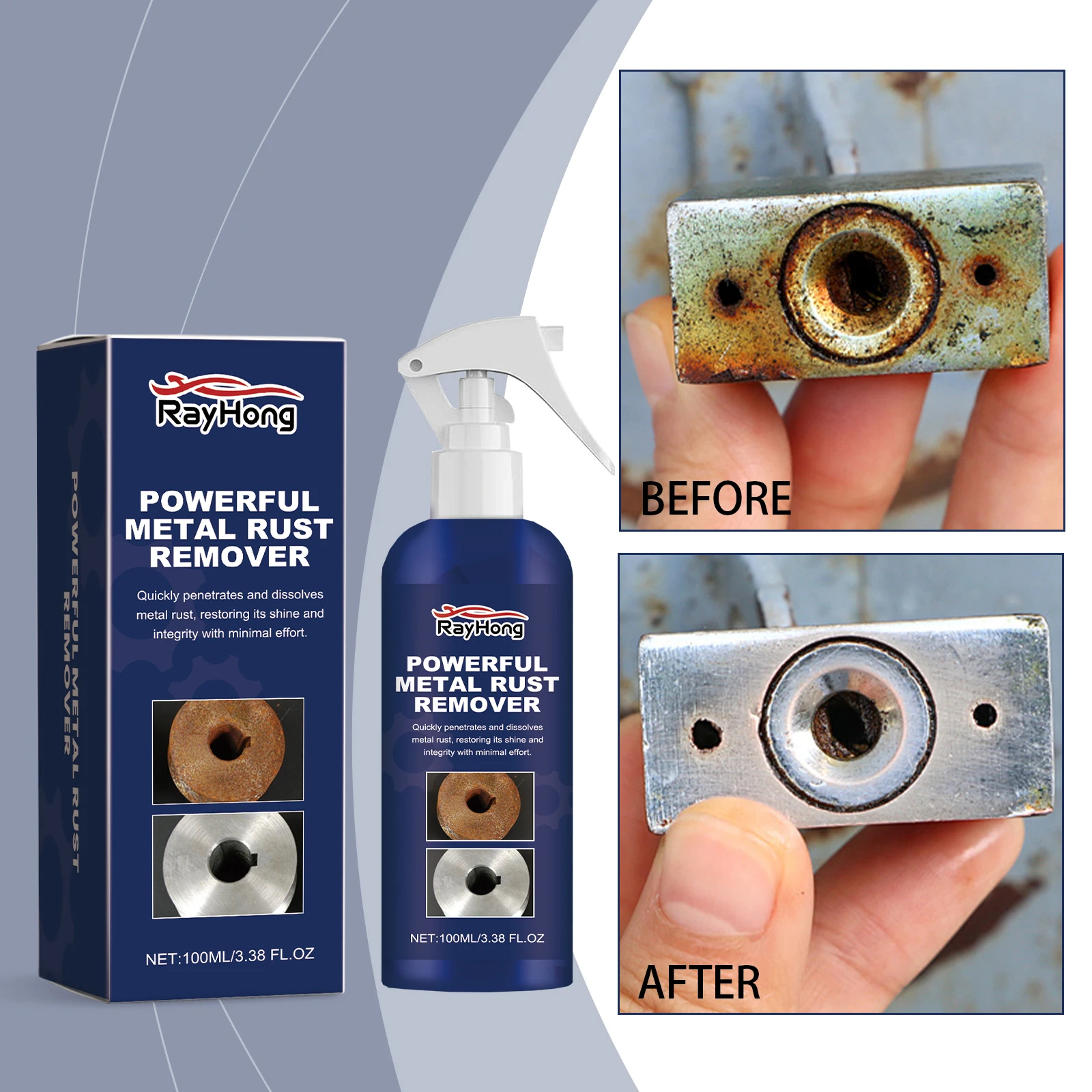 New Powerful Metal Rust Removal, Powerful Metal Rust Remover, Car Remover Spray Surface Paint Car Cleaning