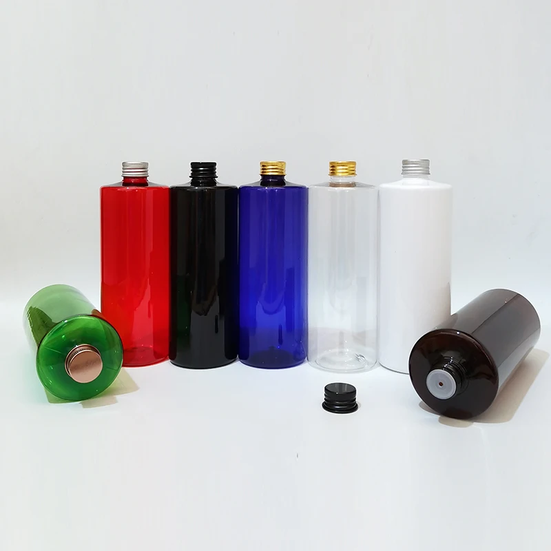 

14pcs 500ml Empty Cosmetic PET Bottles With Aluminum Screw Lid,High-Capacity Round Plastic Liquid Bottle Skin Care Water Bottle