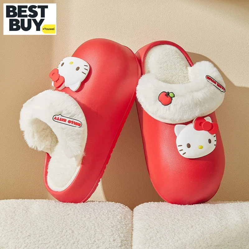 

New cartoon cute laurel dog Kulomi Sanliou female home to wear cotton slippers shoe cover removable warm cotton drag