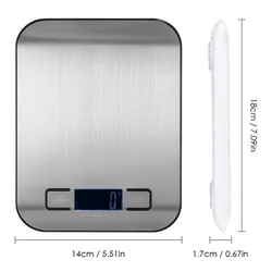 Digital Kitchen Scale, Stainless Steel Portable Food and Jewelry Weight Scale with LED Display - 5Kg (White)