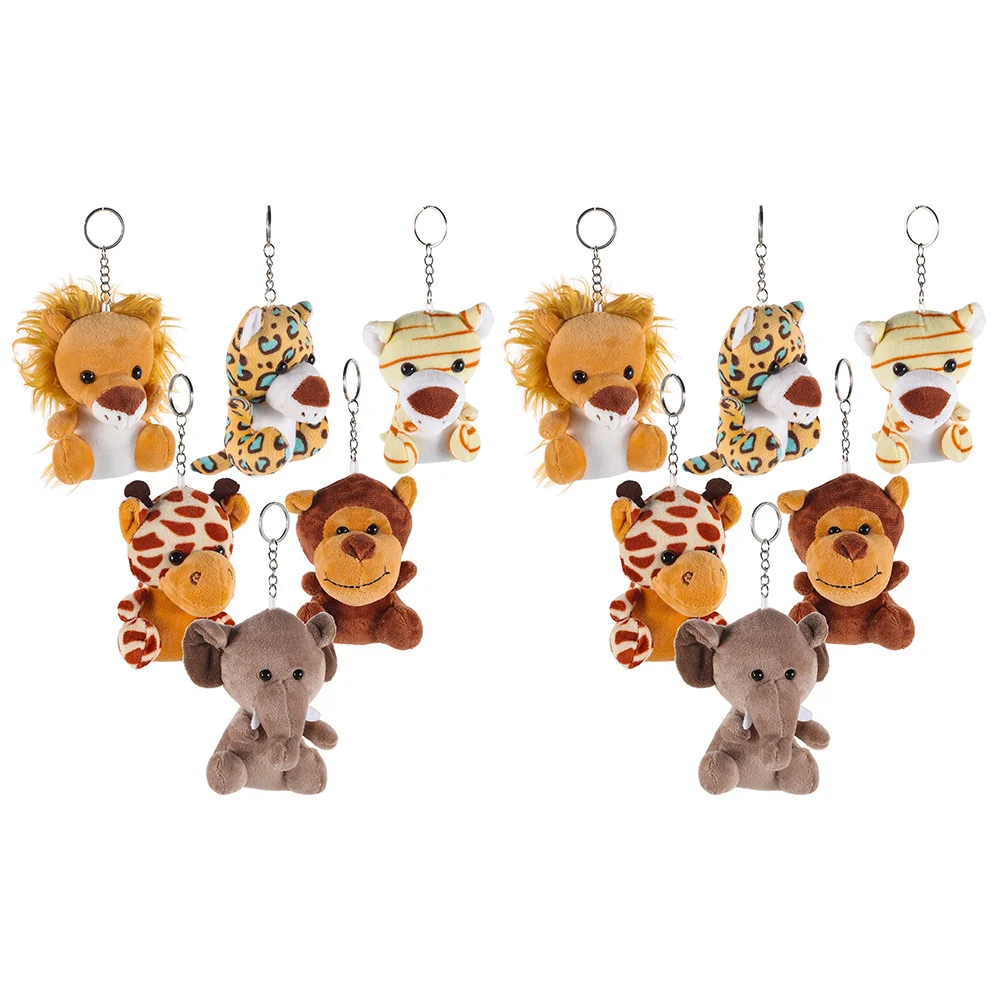 

12 Pcs Plush Toy Pendant Hanging Stuffed Toy Jungle Animal Creative Key Ring Cartoon Keychain Decorative Ornament Accessories