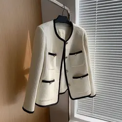 Korean runway Designer Luxury women's winter jackets tweed ladies jacket Women's tweed Elegant High Quality Big Size coat jacket
