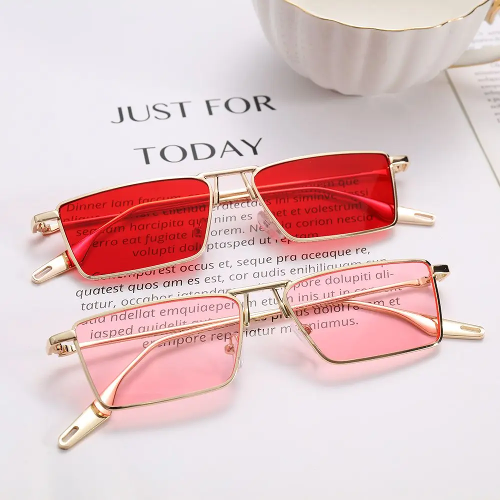 

Retro Narrow Rectangular Shades Eyewear Hip-hop Sunglasses Metal Sunglasses