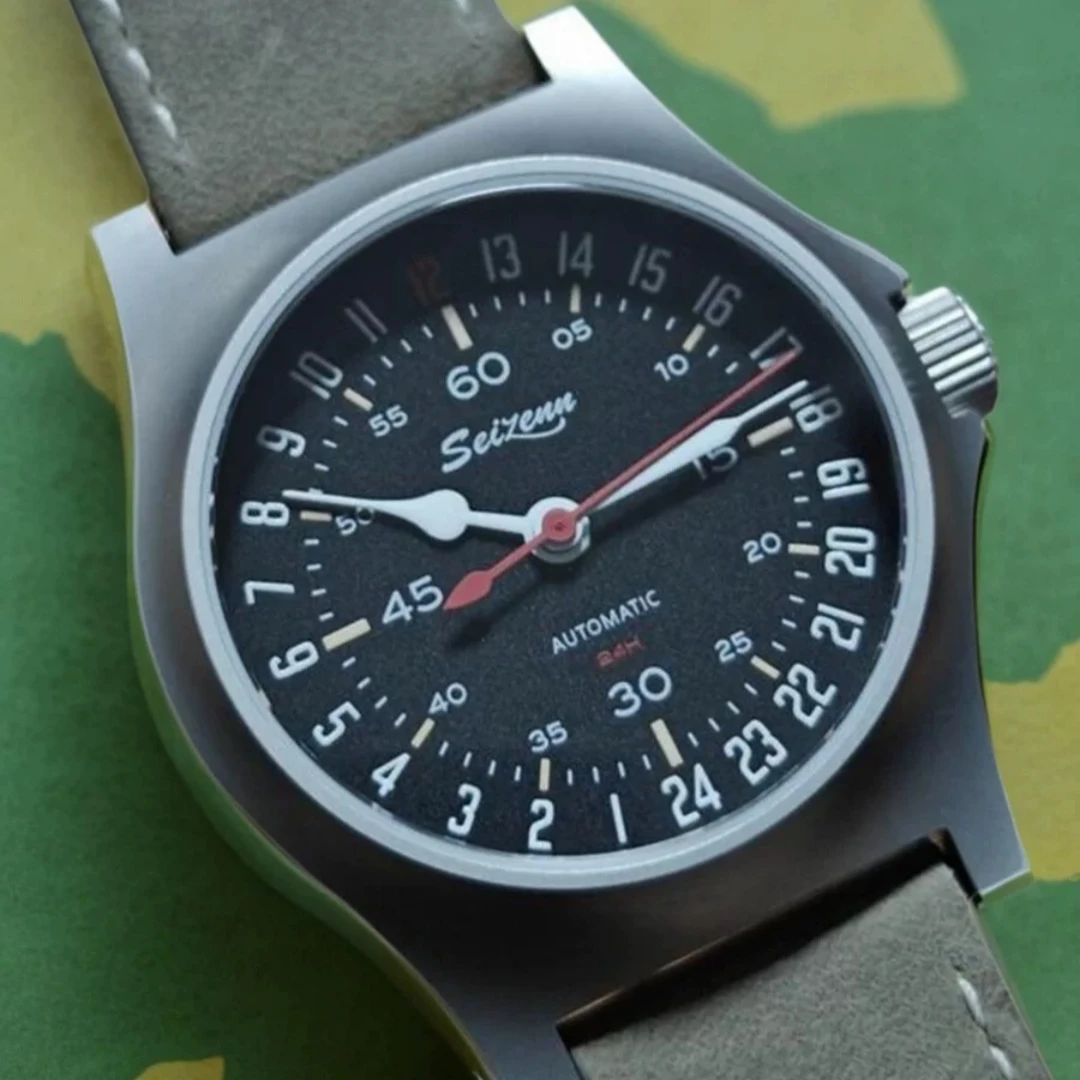 Waterproof glow-in-the-dark tritium trachea 24 hour automatic mechanical movement vintage watch