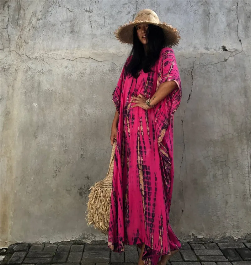 Fashion Casual Striped Print Long Dresses Women Bohemian V-neck Bat Sleeve Loose Slit Beach Dress Summer New Beachwear Vestidos 134 Fashion Casual Striped Print Long Dresses Women Bohemian V-neck Bat Sleeve Loose Slit Beach Dress Summer New Beachwear Vestidos