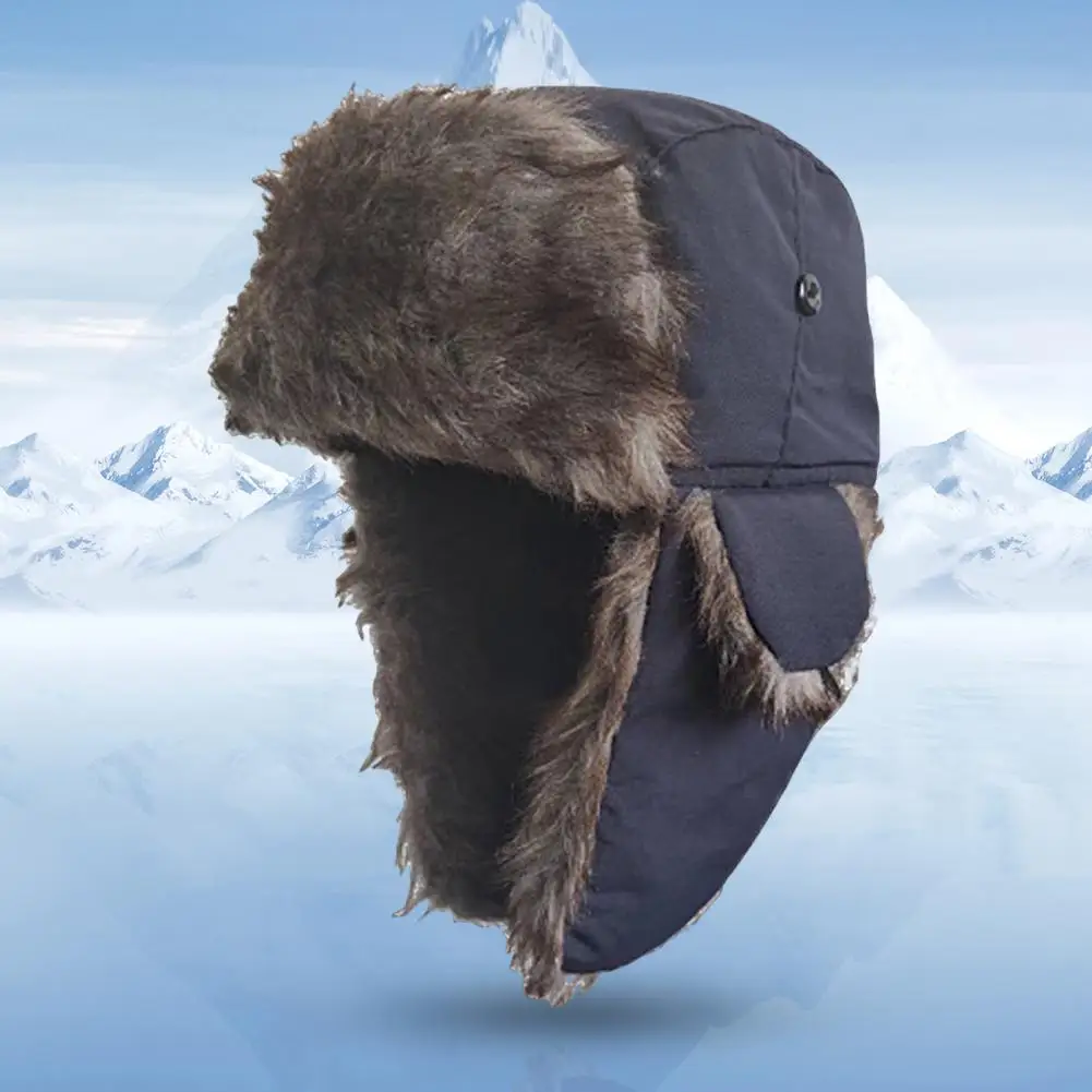 

Ear Flap Hat Plush Lining Windproof Brimless Ear Protection Cold Proof Autumn Winter Thicken Riding Unisex Cap for Outdoor