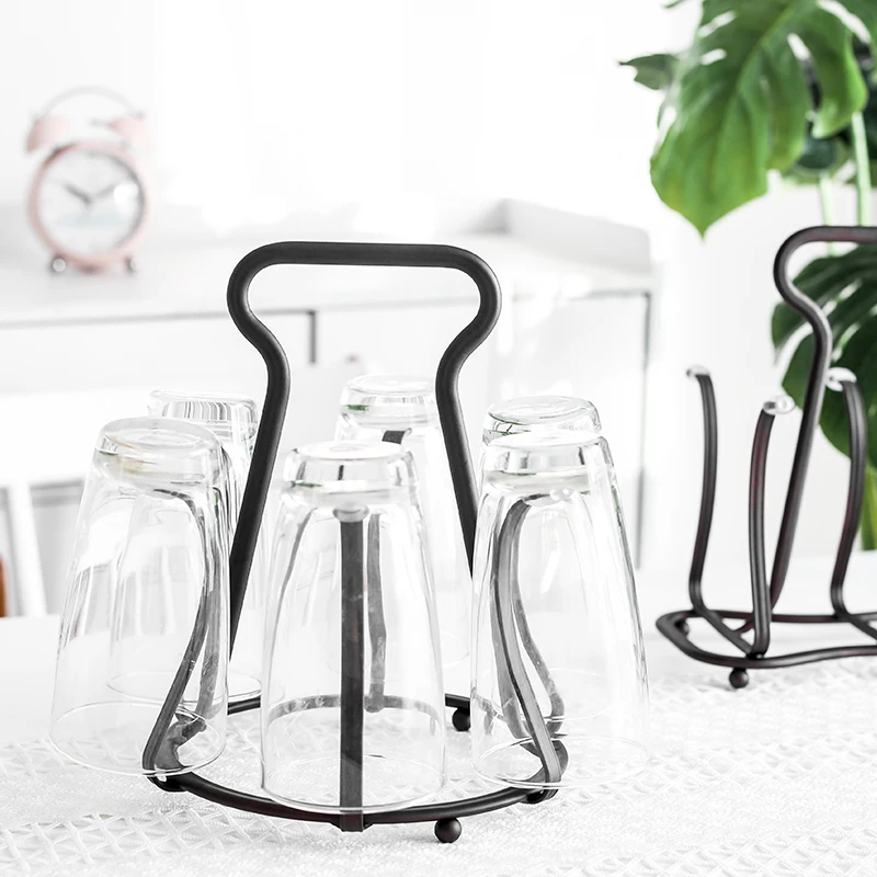 Portable iron glass cup draining rack mug stand Drain Holder Kitchen Storage Organizer