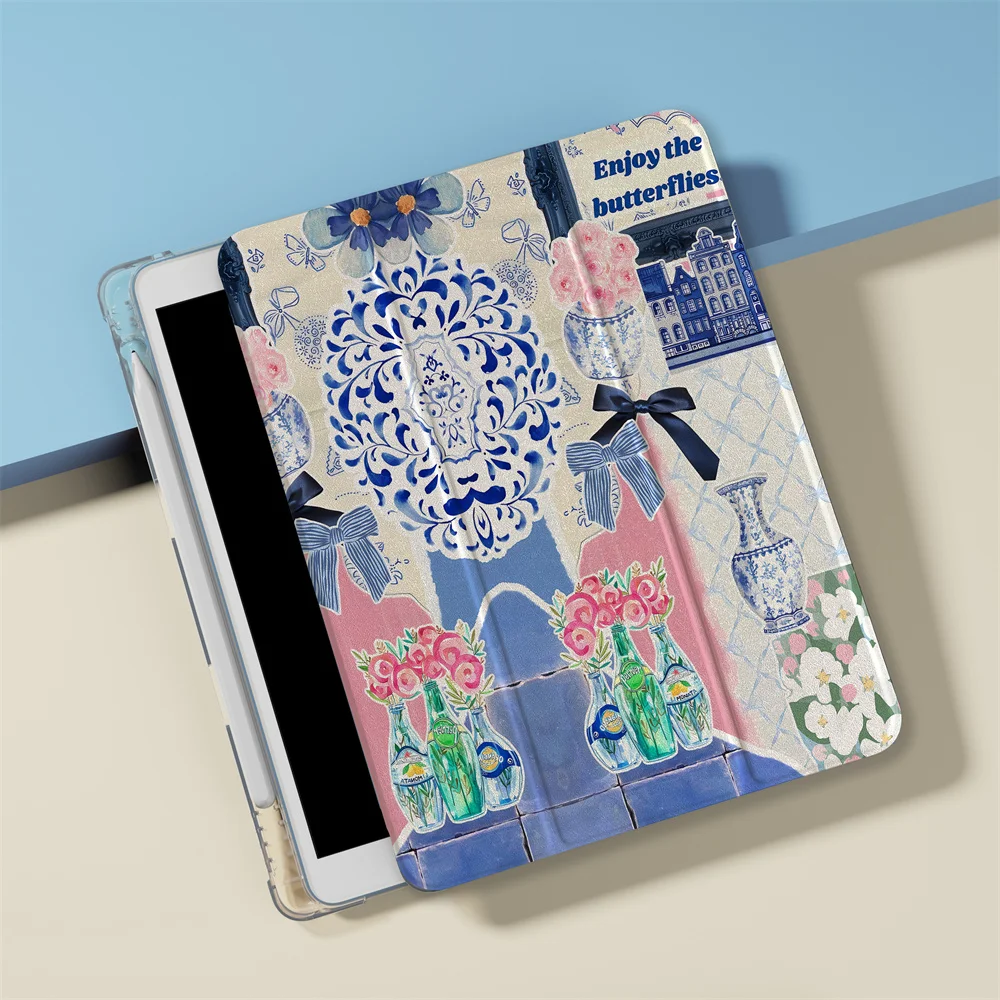 Porcelain Pattern Tablet Protective Case - Blue and White Design