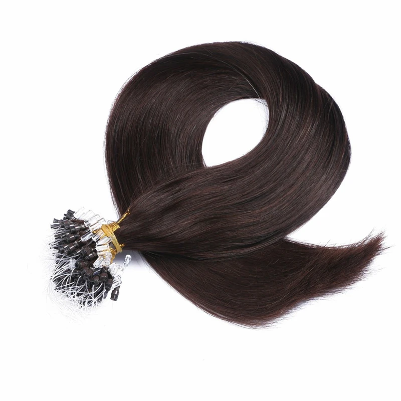 Human Hair Extensions 100 Strands/Pack Straight Micro Loop Hair Extensions Women Brazilian Remy Micro Ring Human Hair Extension