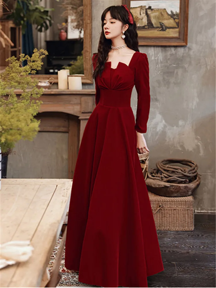 Red Party Dresses for Women 2023 Classic French Vintage Maxi