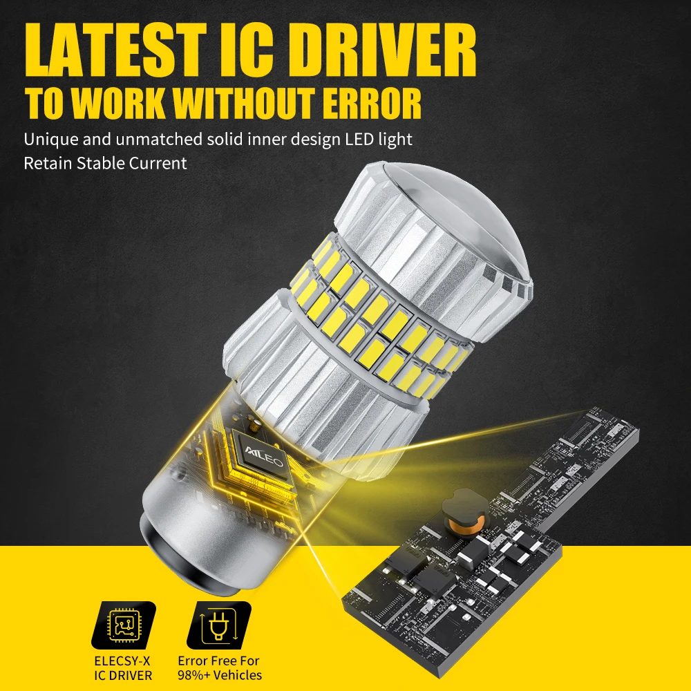 AILEO 2Pcs 6000K P21W LED P21/5W 1157 W21W 7443 W21/5W 3156 ���� �극��ũ �̵� ȸ�� 5014SMD ��ȣ ���� 12V���ִ� ������ ����