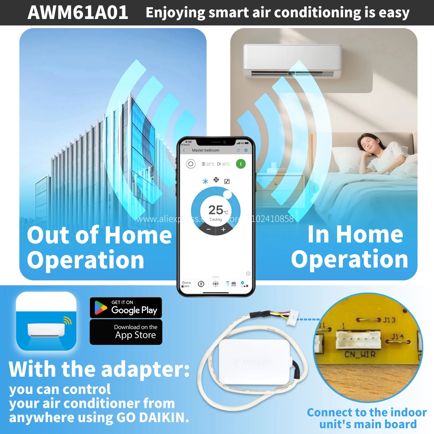 Daikin York 네트워크 어댑터 에어컨 Wifi 모듈 지능형 제어용 AWM6..