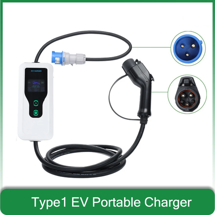 Wallbox 7Kw Sae J1772 Cee Plug 32A Portable Ev Charging Type1 Livello 2 16A 220V Stazione Di Ricarica Per Veicoli Elettrici Per Auto 5M