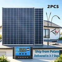 Kit de panneaux solaires 2 pièces avec contrôleur solaire 100A, ensemble complet d'alimentation solaire pour maison, camping-car, camping, livraison rapide en 3 à 7 jours, expédié depuis la Pologne 1