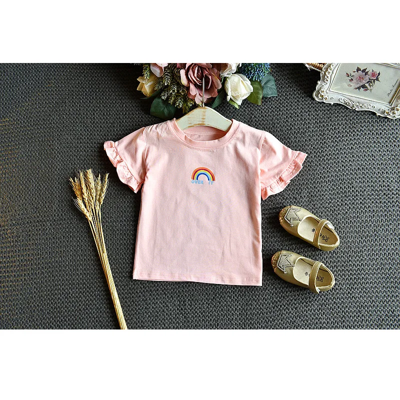 Kids Clothing Set Girls Clothing Set Girls Printed Rainbow Short-Sleeved T-Shirts And Skirts Suit 2pcs