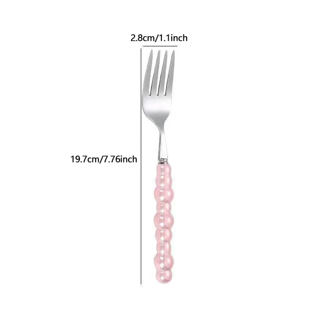Tenedor de acero inoxidable con mango de perla: Elegancia para Postres y Pastas | Emoape