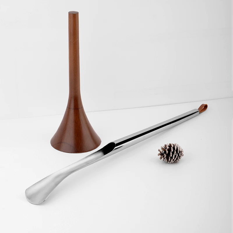 Walnut Solid Wood Long Handle Shoehorn Shoe Lifter Footware Tool Stainless Steel Shoe Pull Tool Fashionable Hotel Shoes Spoon