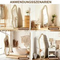 Comanlai 140x45 см волнистое напольное зеркало для ванной комнаты, зеркало всего тела для гостиной, зеркало в полный рост, настенное зеркало, стоящее зеркало — изображение 5