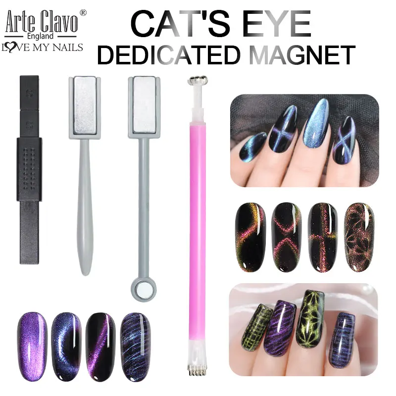 Arte Clavo New Cat Eye Magnetic Stick 4 Styles Nail Art Tools Magnet For Nail Gel Polish 3D Magic Effect Line Strip Magnetic Pen