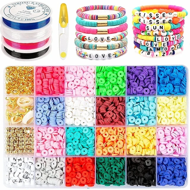 3600PCS Polymer Clay Bead Set 6MM Rainbow Color Flat Chip Bead For Boho  Bracelet Necklace Making Letter Bead Accessories Kit DIY - AliExpress