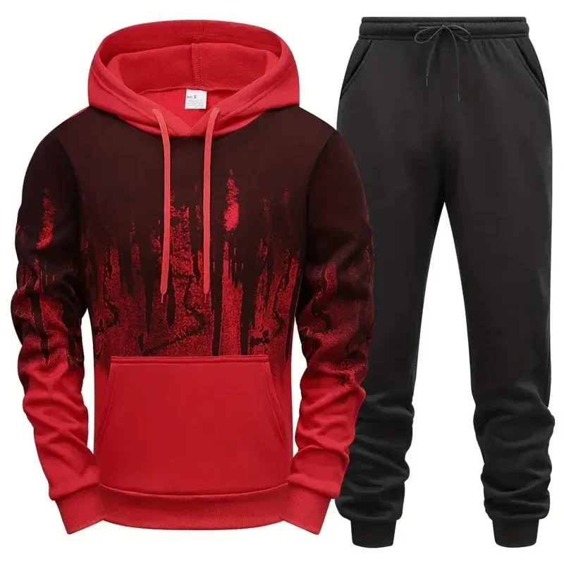 Men's Autumn Winter Hoodie Set Tracksuit Sportswear